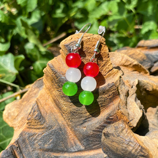 TISZA trikolor gyöngyös fülbevaló